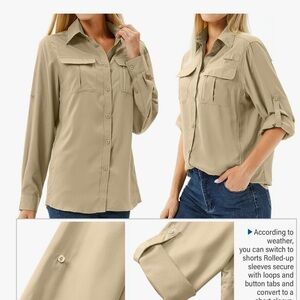 Beige Button-Up Long Sleeve Shirt